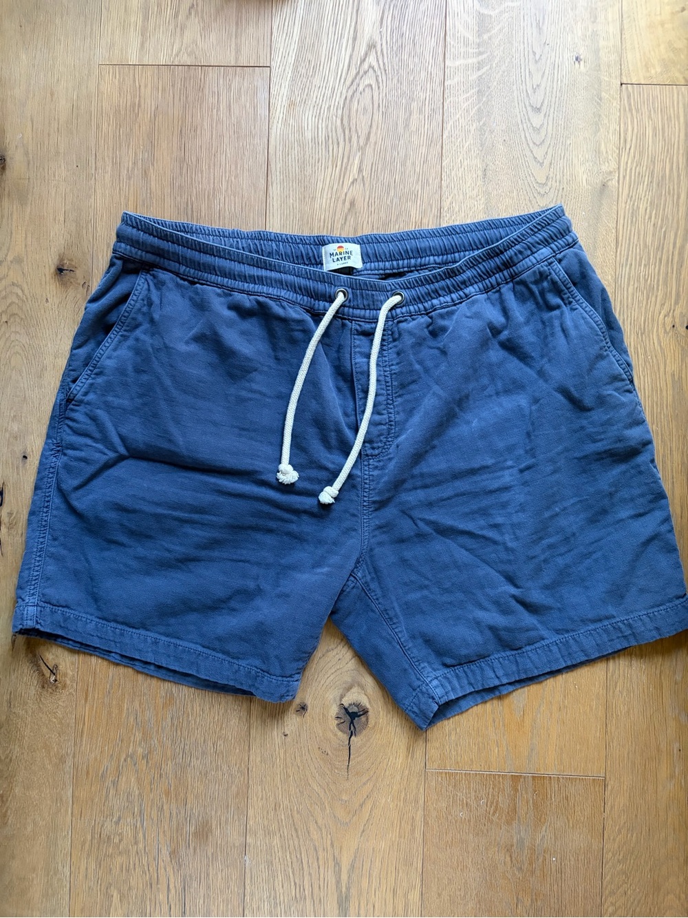 Marine Layer Men's Navy Elastic Waist Drawstring Shorts